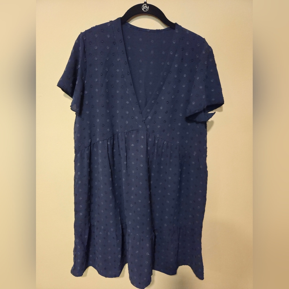 SHEIN Deep Blue Textured Mini Dress Size L